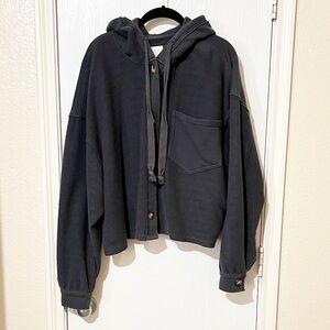 American Eagle Outfitters Charcoal Gray  Hoodie Sweater Crop Slouchy Lounge XXL